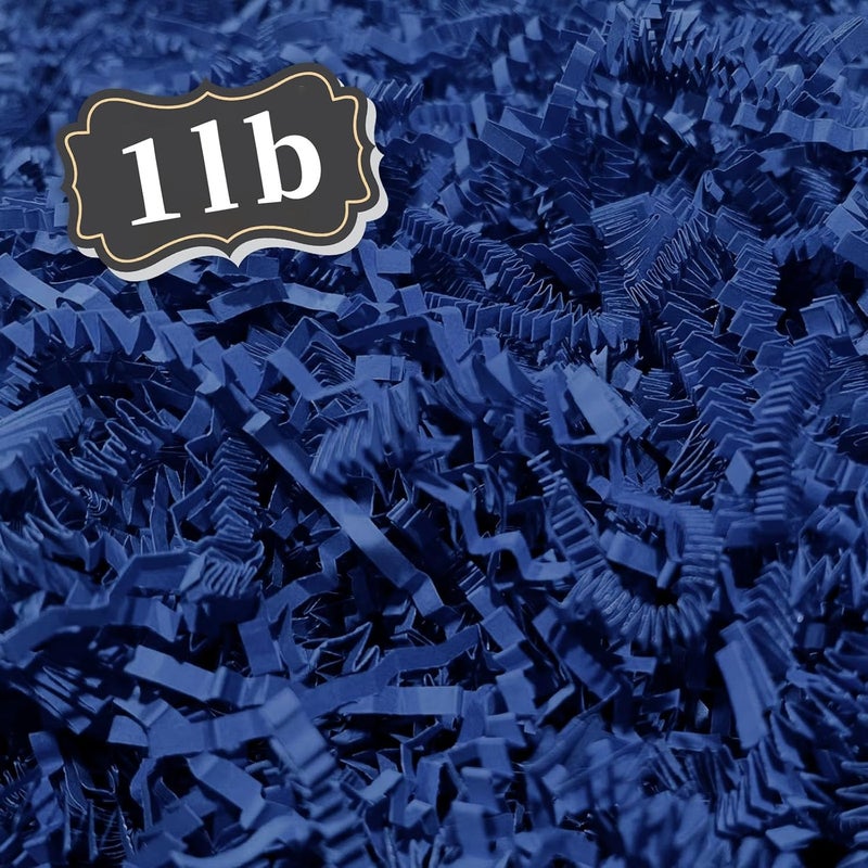 ZEBMOON 1 LB Navy Blue Crinkle Cut Paper Shred Filler Great for Gift Wrapping, Basket Filling, Birthday, Wedding, Halloween, Thanksgiving Christmas Day, New Year Party Decorations Filling Supplies - Image 1